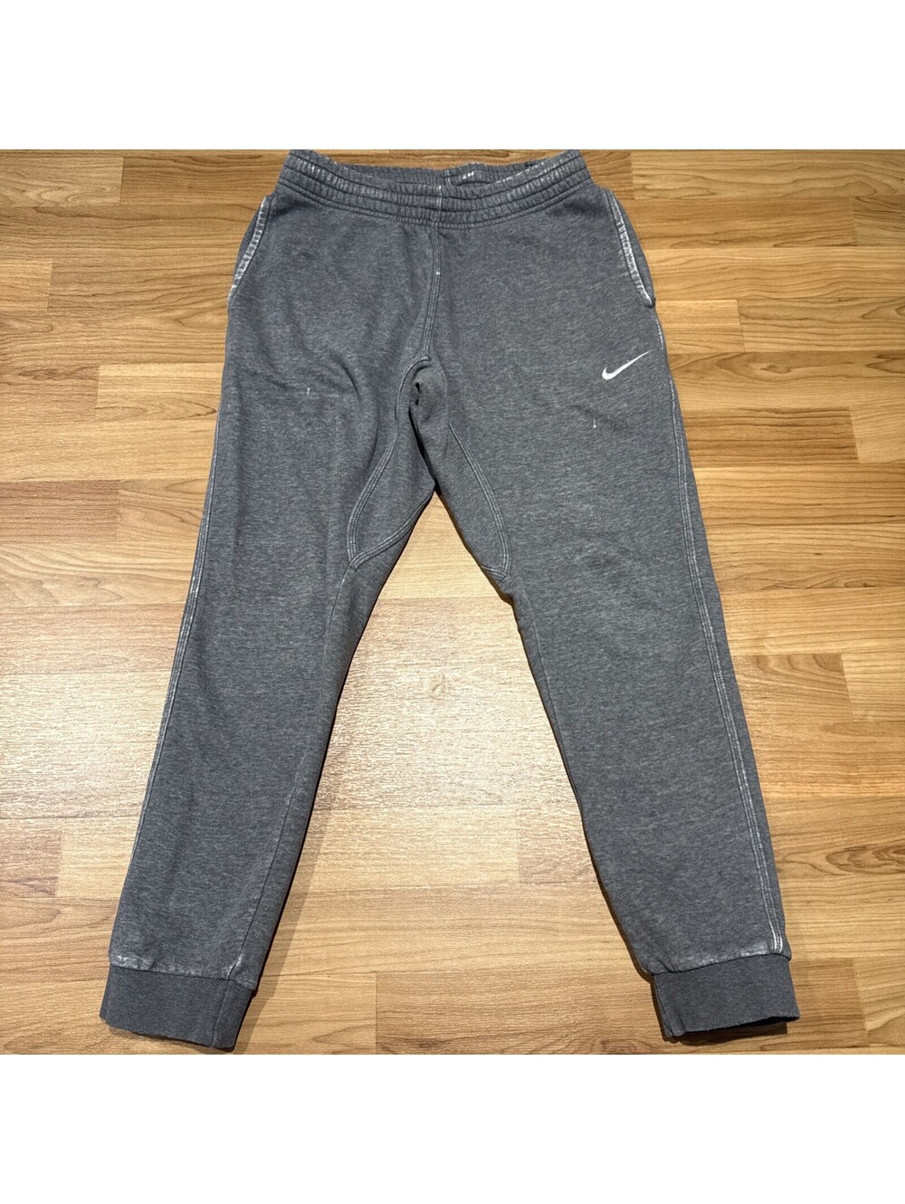 Vintage Nike Blue Tag Men’s M Gray Fleece Jogger Sweatpants Swoosh Y2K